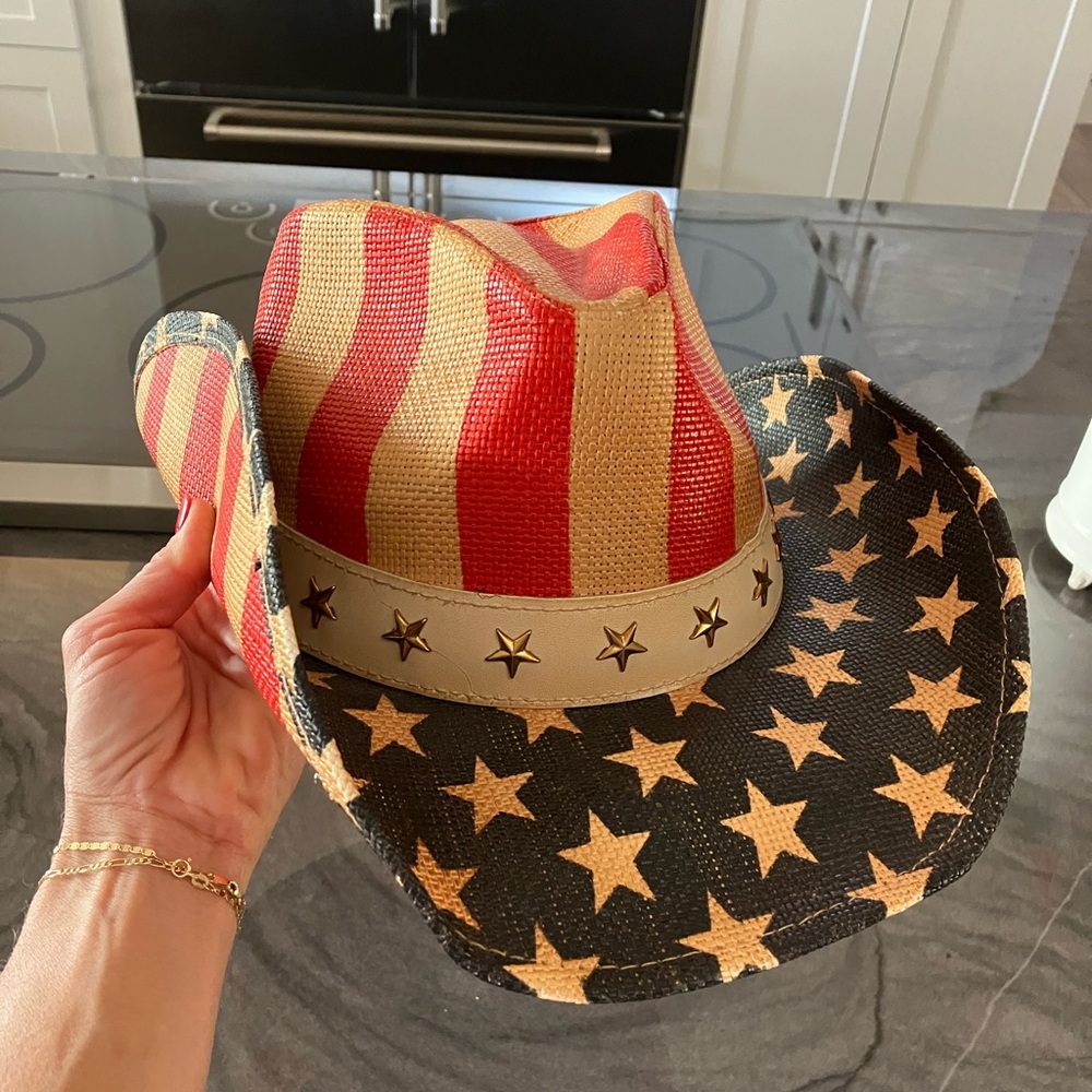 Peter Grimm Red and Tan Striped Cowboy Hat